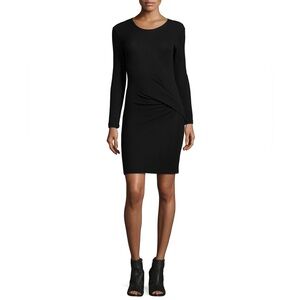 NWT IRO Aenor Twist-Front Long-Sleeve mini Dress Black cotton crew neck SZ S
